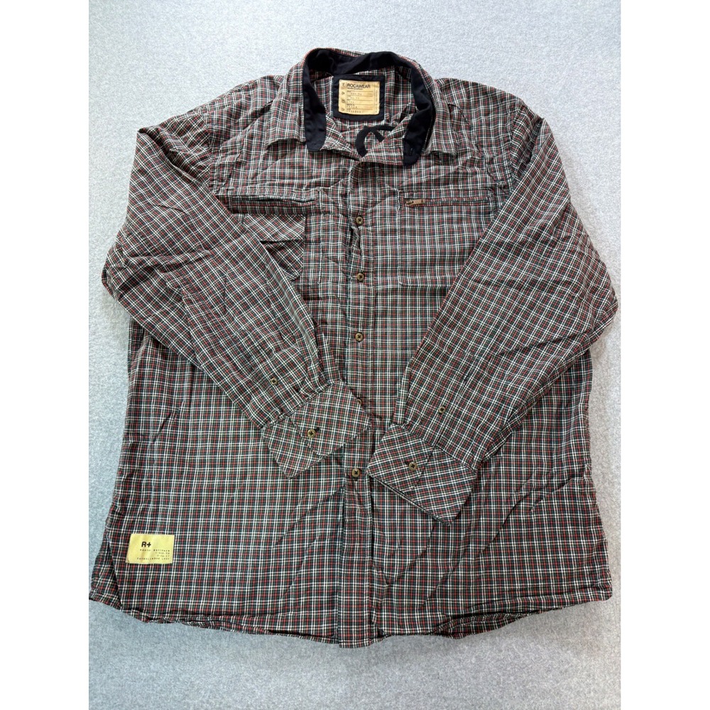Rocawear Mens 2XL Plaid Quilted Long Sleeve Button Down Shirt Red/Black